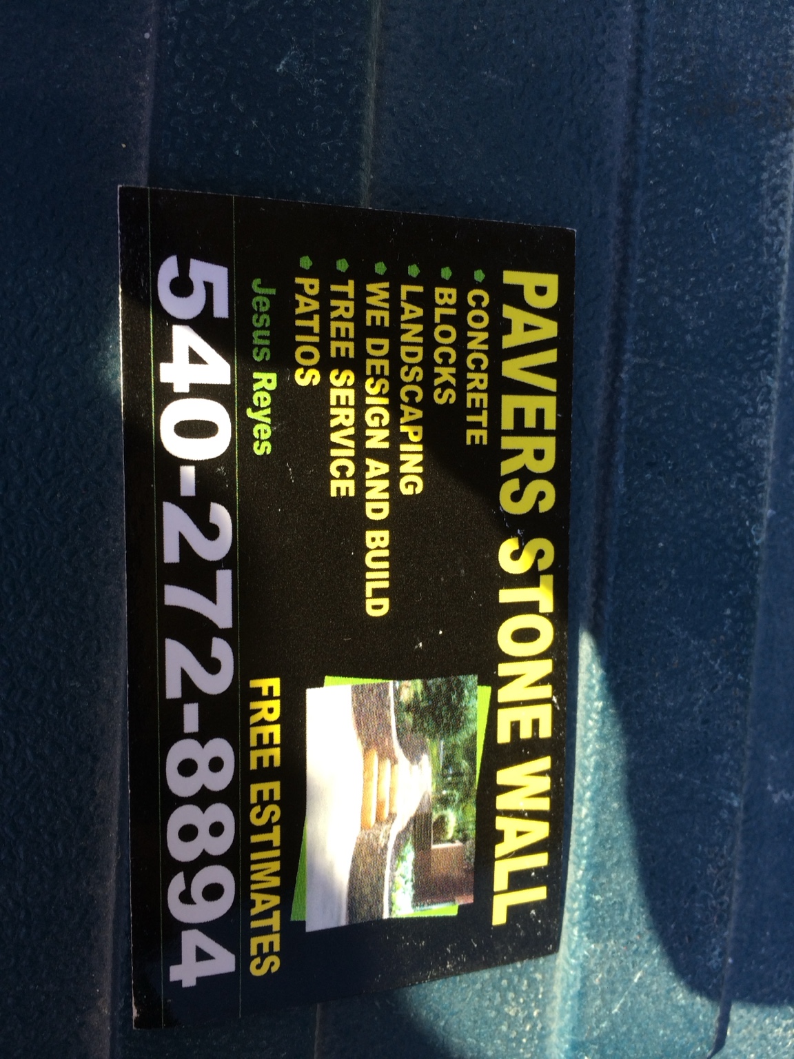 Pavers Stone Wall business card