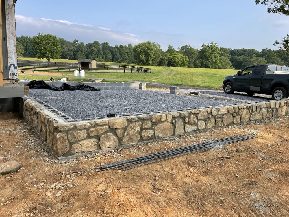 Finished stone wall and patio
