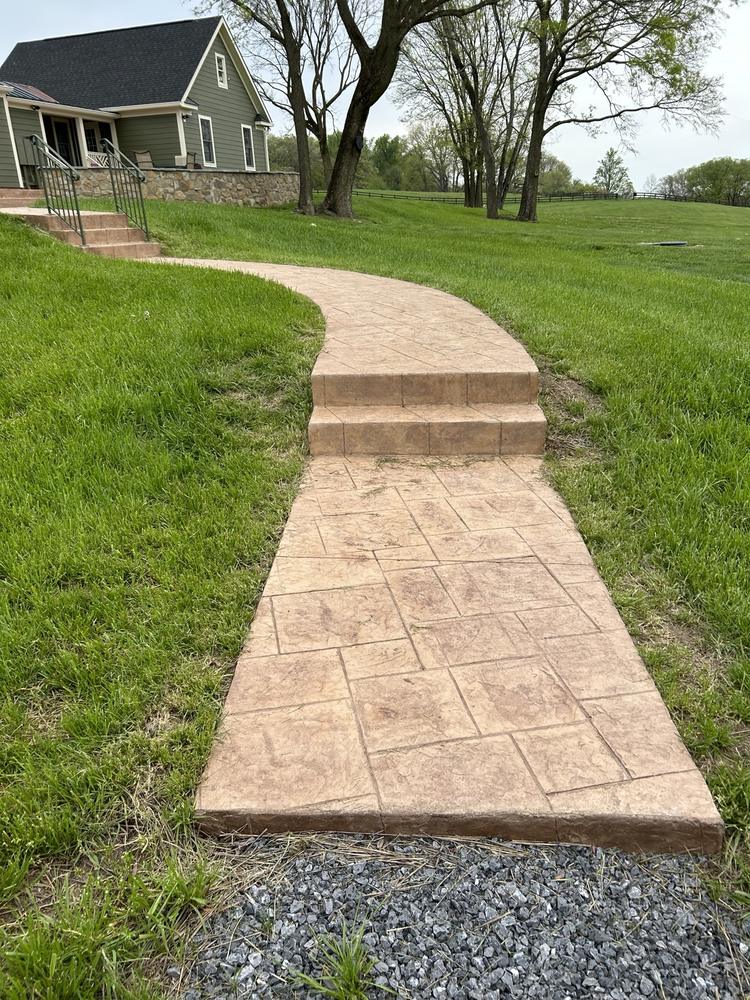 Stamped walkway with steps