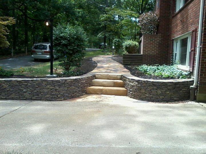 Retaining wall and walkway