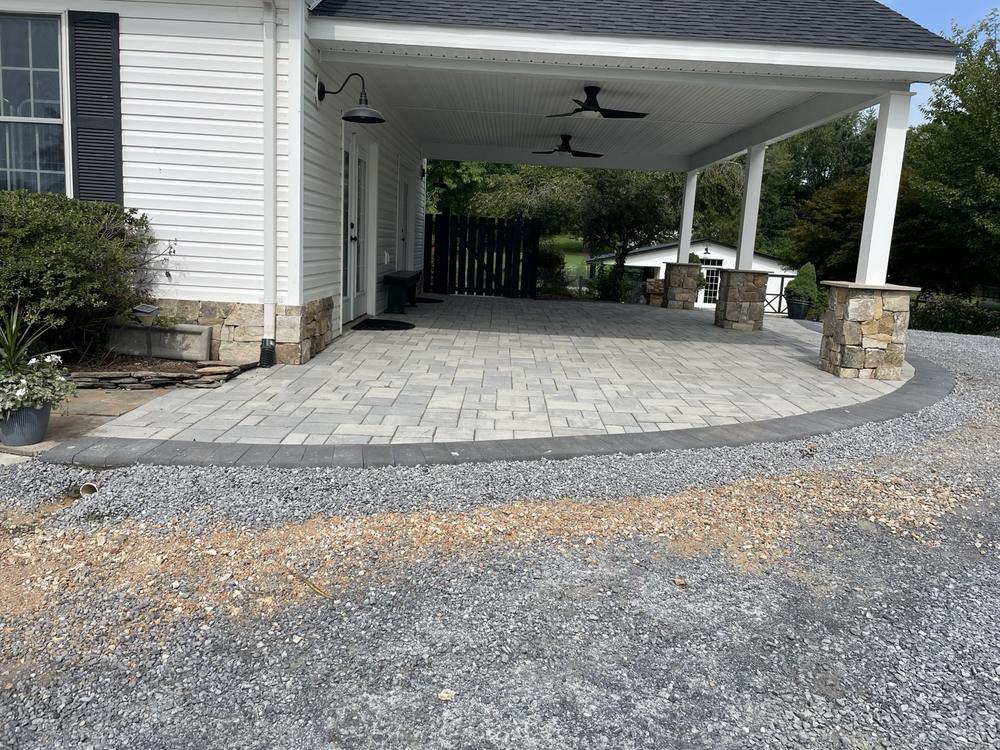 Paver patio under porch